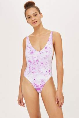 Topshop Marble Plunge Swimsuit