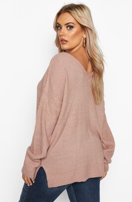 boohoo Plus Jumper With V Neck Detail Front And Back