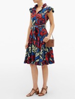 Thumbnail for your product : La DoubleJ Short & Sassy Floral-print Silk-satin Dress - Blue Print