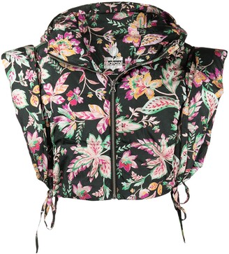 Isabel Marant Hoodia floral-print cropped hooded vest - ShopStyle