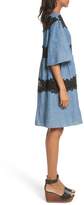 Thumbnail for your product : See by Chloe Lace Panel Chambray Dress