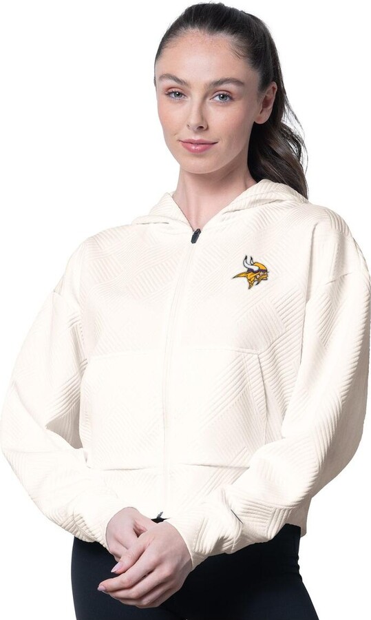 Msx by Michael Strahan Women's Cream Minnesota Vikings Eleanor Full-Zip Hoodie