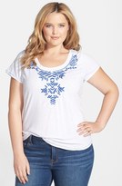 Thumbnail for your product : Lucky Brand Embroidered Tee (Plus Size)