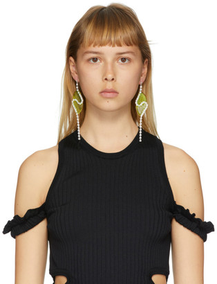 Vanessa Schindler Green Strass Chain Earrings