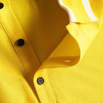 Burberry Striped Collar Cotton Piqué Polo Shirt
