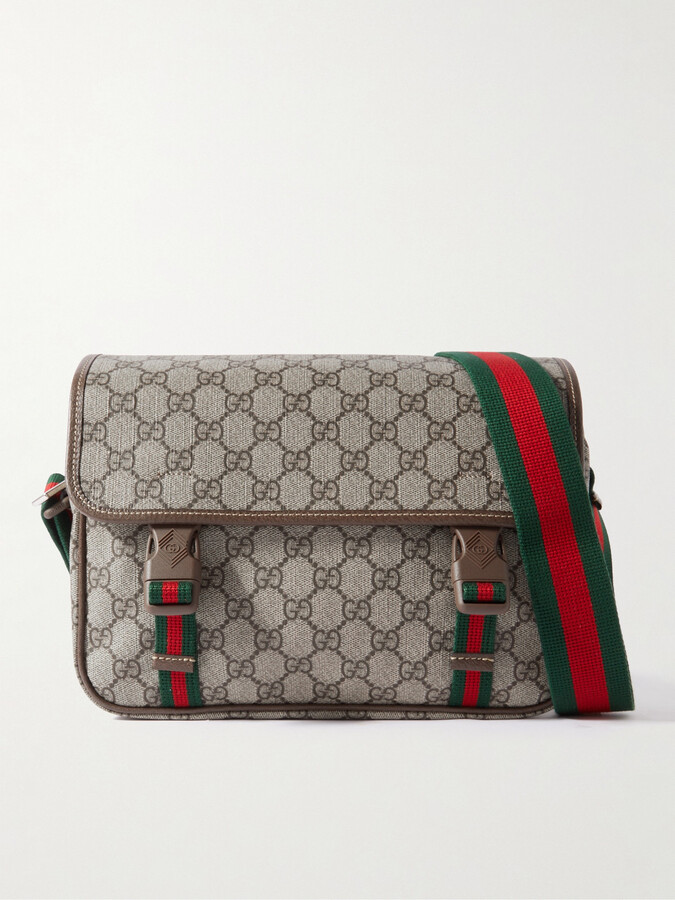 Gucci GG Supreme LeatherTrimmed Monogrammed CoatedCanvas Messenger