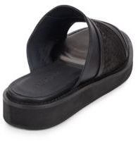 Helmut Lang Embossed Leather Flatform Slide Sandals