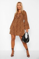 Thumbnail for your product : boohoo Plus Leopard Print Ruffle Smock Dress