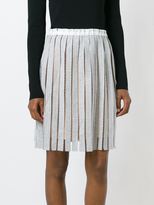 Thumbnail for your product : Julien David strip and mesh skirt - women - Nylon/Polyurethane/Rayon - XS