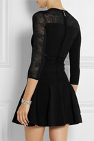 Thumbnail for your product : Elie Saab Lace-paneled stretch-knit mini dress