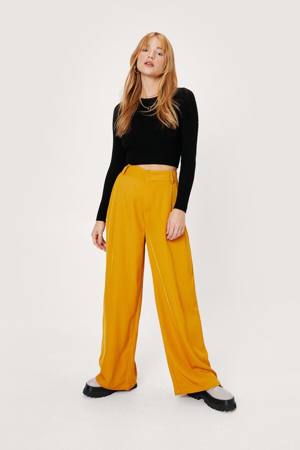 Nasty Gal Womens Petite Tailored High Waisted Wide Leg trousers - ShopStyle