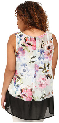 DKNY Misty Rose Print and Color Block Tank Top