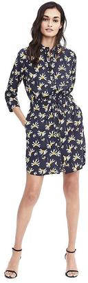 Banana Republic Long-Sleeve Floral Print Shirt Dress