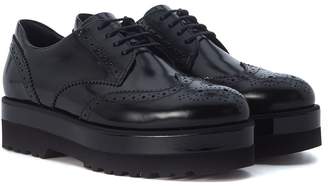 Hogan Route Derby Lace Up Oxford Shoes In Black Brushed Leather