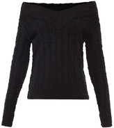 Thumbnail for your product : Dolce & Gabbana Off-the-shoulder Ribbed Wool-blend Sweater - Black