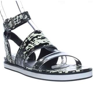 Pour La Victoire Sabina Ankle Strap Flat Sandals, Black/white/silver