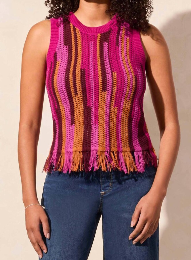 Fringed Hem Sweater Camisole In Orchid Sky
