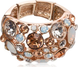 GUESS Basic" Rose Gold Domed Multi-Stone Adjustable Ring