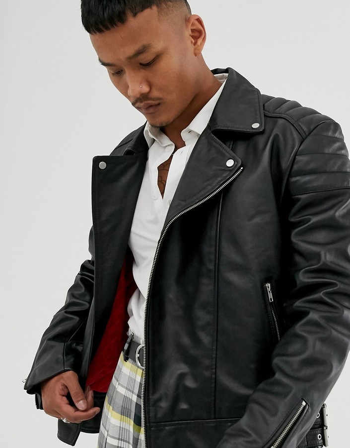 asos red leather jacket