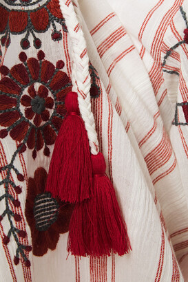 Antik Batik Camilla Embroidered Striped Cotton-jacquard Blouse