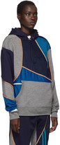 Thumbnail for your product : Ahluwalia Blue & Grey Patchwork Hoodie