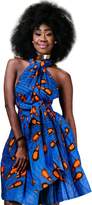 Thumbnail for your product : IBTOM CASTLE Women Girl African Printed Maxi Flared Skirt High Waist A Line Dress Short Multi-Way Wrap Infinity Gown with Pockets S