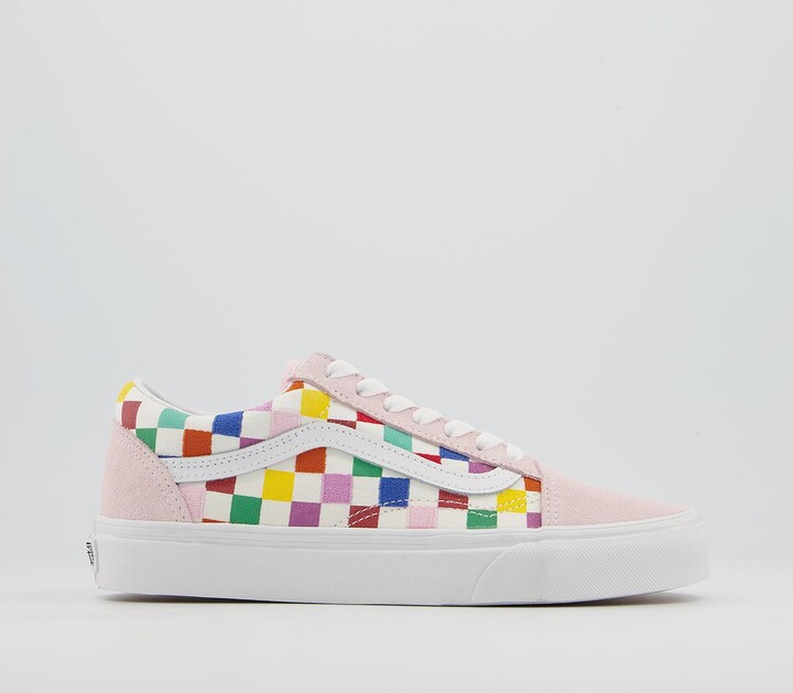 vans multi old skool rainbow checkered trainers