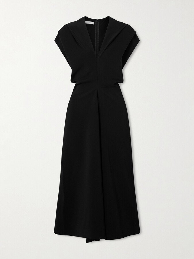 Co Banana Cut Shift Satin-jersey Midi Dress - Black