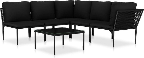 VidaXL vidaXLPatioLoungeSetPatioFurnitureSetTableandChairSetBlackPVC