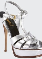 Thumbnail for your product : Saint Laurent Tribute Metallic Leather Platform Sandals