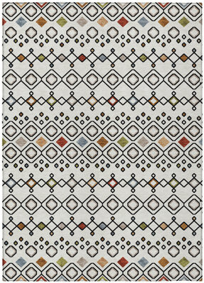 HomeRoots 8' X 10' Ivory Red And Gray Geometric Washable Indoor Outdoor Area Rug