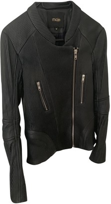 Maje Grey Leather Jacket for Women