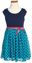 Thumbnail for your product : Zunie Cap Sleeve Polka Dot Print Dress (Little Girls & Big Girls)