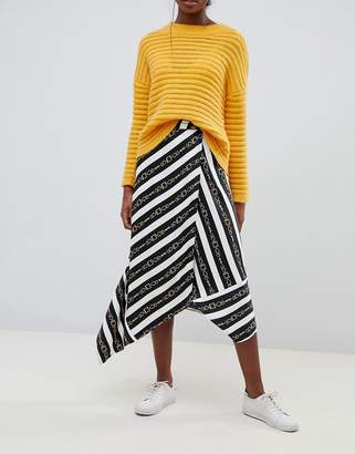 ASOS Tall Design Tall Hanky Hem Midi Wrap Skirt In Chain Print