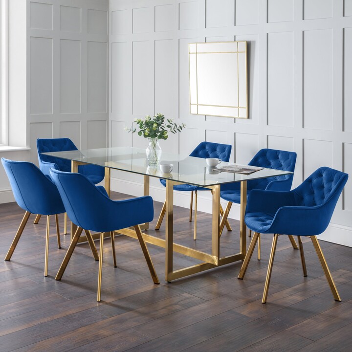 Dunelm Minori Rectangular Glass Set with 6 Lorenzo Chairs Blue ShopStyle