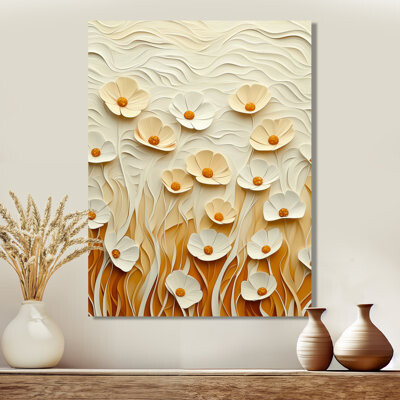 Minimal Cream Buttercup Field IV - Buttercups Metal Wall Decor, Traditional Metal Print