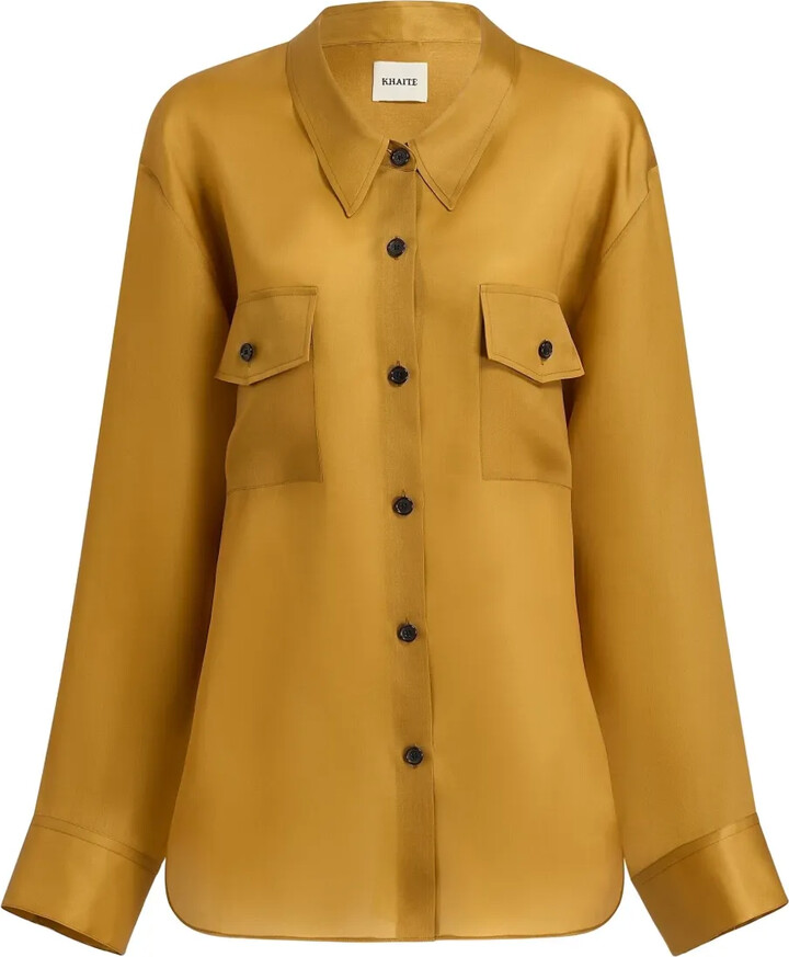 KHAITE Matteo button-up organza shirt