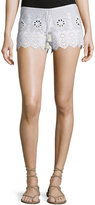 Thumbnail for your product : Miguelina Minnie Geometric-Embroidered Shorts, Pure White
