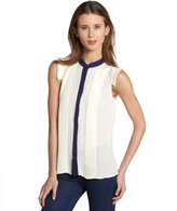 Thumbnail for your product : Chelsea Flower gardenia colorblock button front blouse