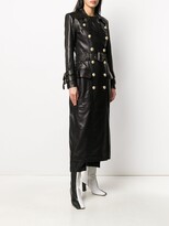 Thumbnail for your product : Balmain Long Black Leather Trench Coat