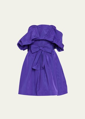 Moire Faille Bow-Detail Mini Dress