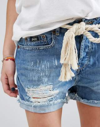 Superdry Denim Short With Rips And Rolled Hem