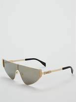 Thumbnail for your product : Moschino Mirror Lens Logo Arm Shield Sunglasses - Gold