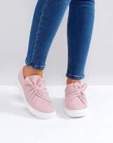 Thumbnail for your product : Glamorous Pink Knitted Twist Slip On Plimsoll