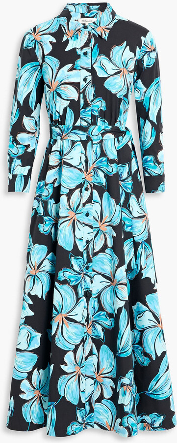 Blaine floral-print cotton-blend poplin midi shirt dress