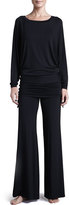 Thumbnail for your product : Fleurt Fleur't Lounge with Me Batwing Top and Fold Over Adjustable Palazzo Pant PJ Set, Black