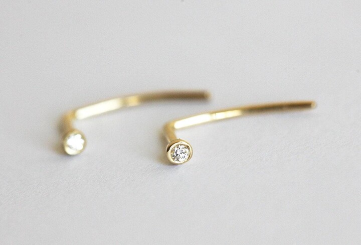 Etsy Diamond Pin Studs 14K/18K Gold Minimal Tiny Stud Earrings Gift For Her