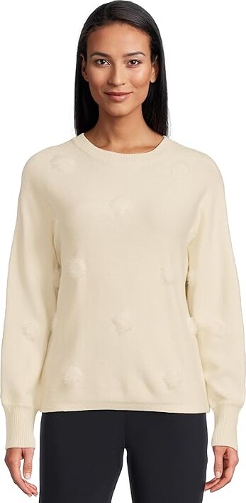 (取寄) エリオット ローレン レディース オン ザ ドット - ロング スリーブ クルー ネック セーター ウィズ ファジー ドッツ Elliott Lauren women On the Dot - Long Sleeve Crew Neck Sweater with Fuzzy Dots Cream Elliott Lauren On the Dot - Long Sleeve Crew Neck Sweater with