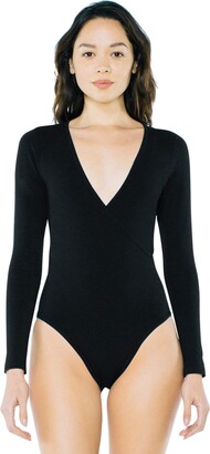 American Apparel Women's Cotton Spandex Long Sleeve Cross V Bodysuit -  ShopStyle Lingerie