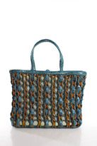 Thumbnail for your product : Nancy Gonzalez Blue Tan Woven Crocodile Toggle Tote Handbag